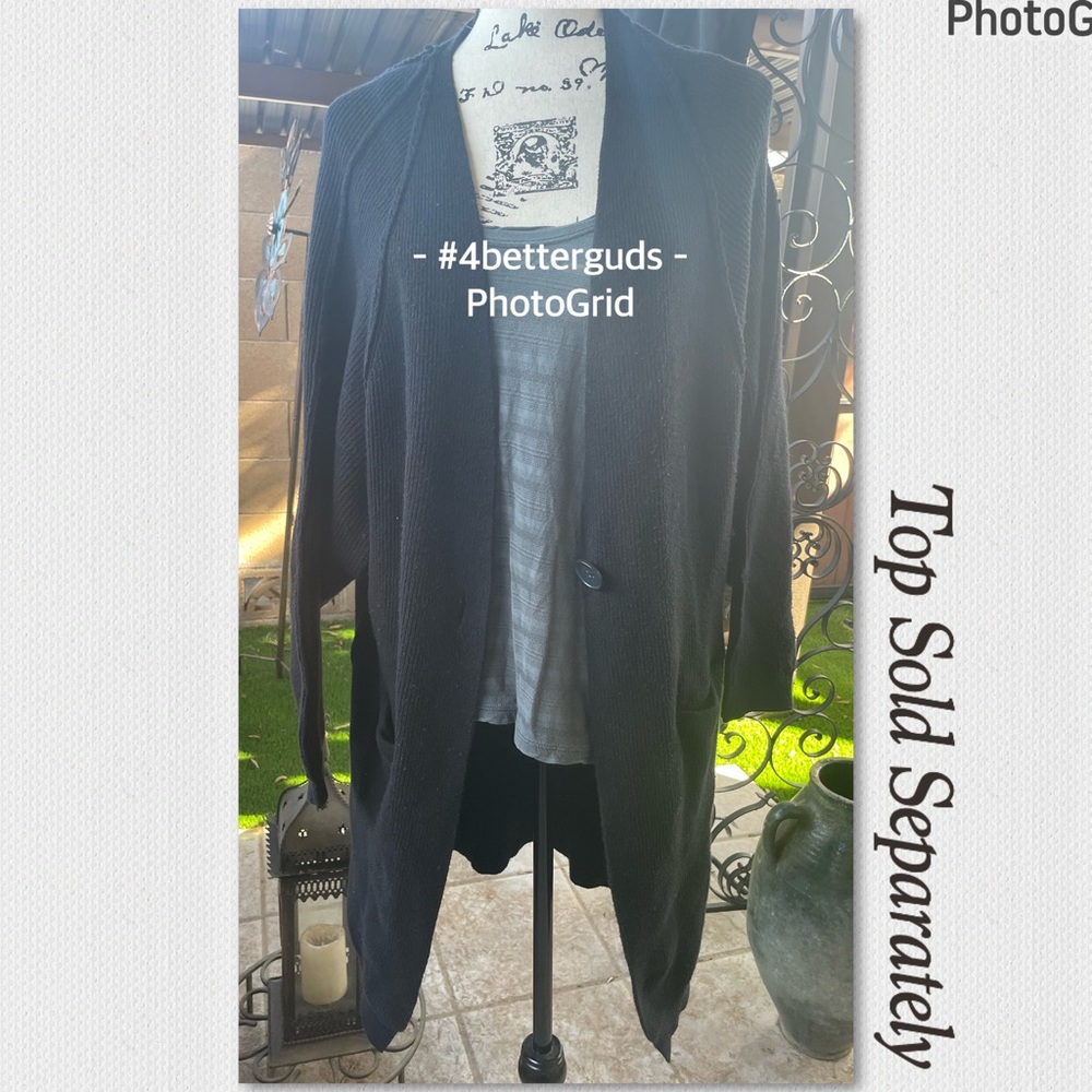 Free People Unisex Oversize Thick Cotton Ribbed Single Button Black Cardigan S P - Picture 16 of 16